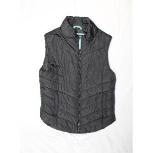 Aeropostale Women's Junior Black Full Zip Quilted Puffer Sleeveless Vest Large